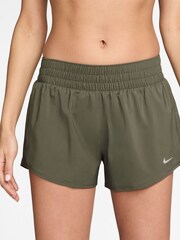 Nike Olive Green One Dri-FIT Mid Rise 3 Inch Brief Lined Shorts - Image 1 of 5
