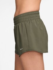 Nike Olive Green One Dri-FIT Mid Rise 3 Inch Brief Lined Shorts - Image 3 of 5