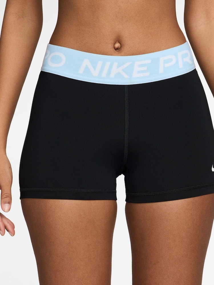 Schwarz Celestine Blau - Nike Pro Shorts, 3 Zoll - Bild 1 von 4