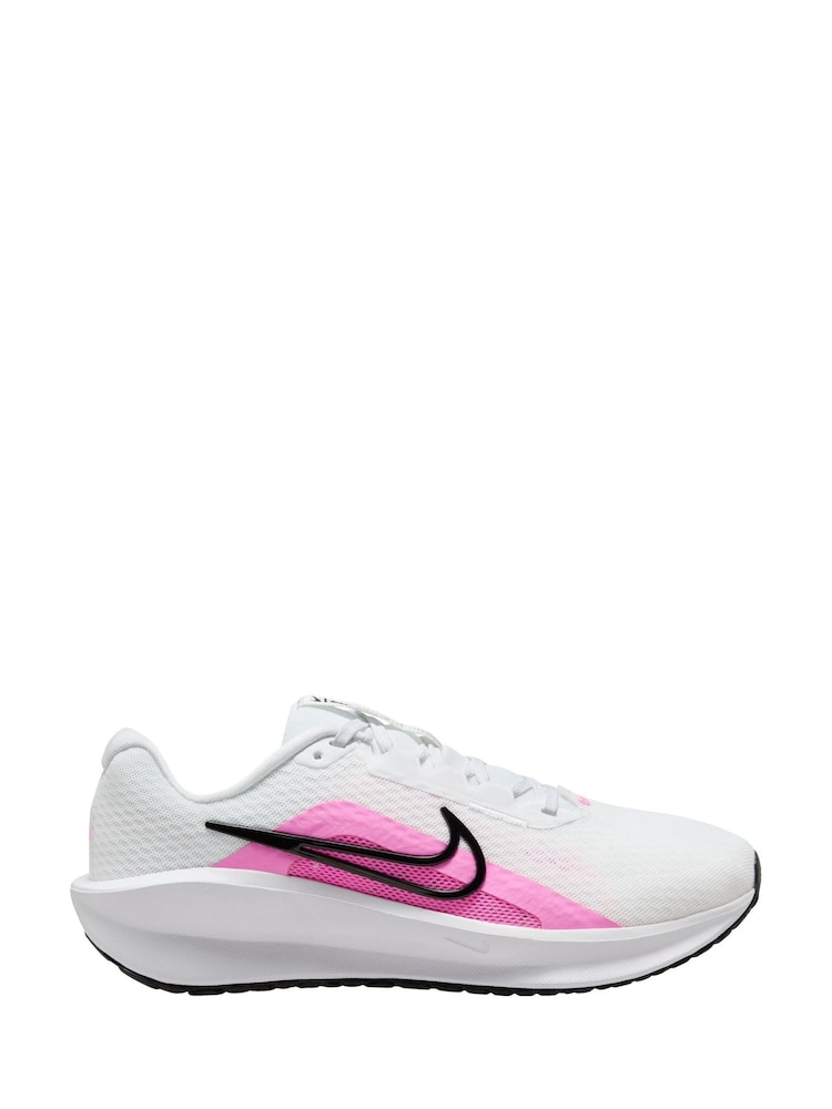 Nike White/Pink Downshifter 13 Road Running Trainers - Image 1 of 4
