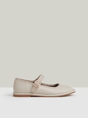Crema - Reiss Nicole Leather Mary Jane Ballet Pumps - Imagen 1 de 4