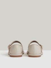 Crema - Reiss Nicole Leather Mary Jane Ballet Pumps - Imagen 3 de 4