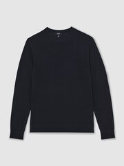 Reiss Midnight Navy Wessex Merino-Wool Crew-Neck Jumper - Image 2 of 6