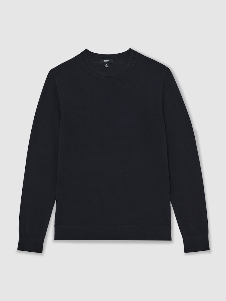 Reiss Midnight Navy Wessex Merino-Wool Crew-Neck Jumper - Image 2 of 6