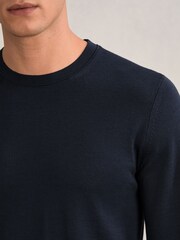 Reiss Midnight Navy Wessex Merino-Wool Crew-Neck Jumper - Image 4 of 6