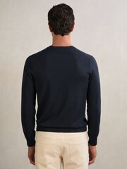 Reiss Midnight Navy Wessex Merino-Wool Crew-Neck Jumper - Image 5 of 6
