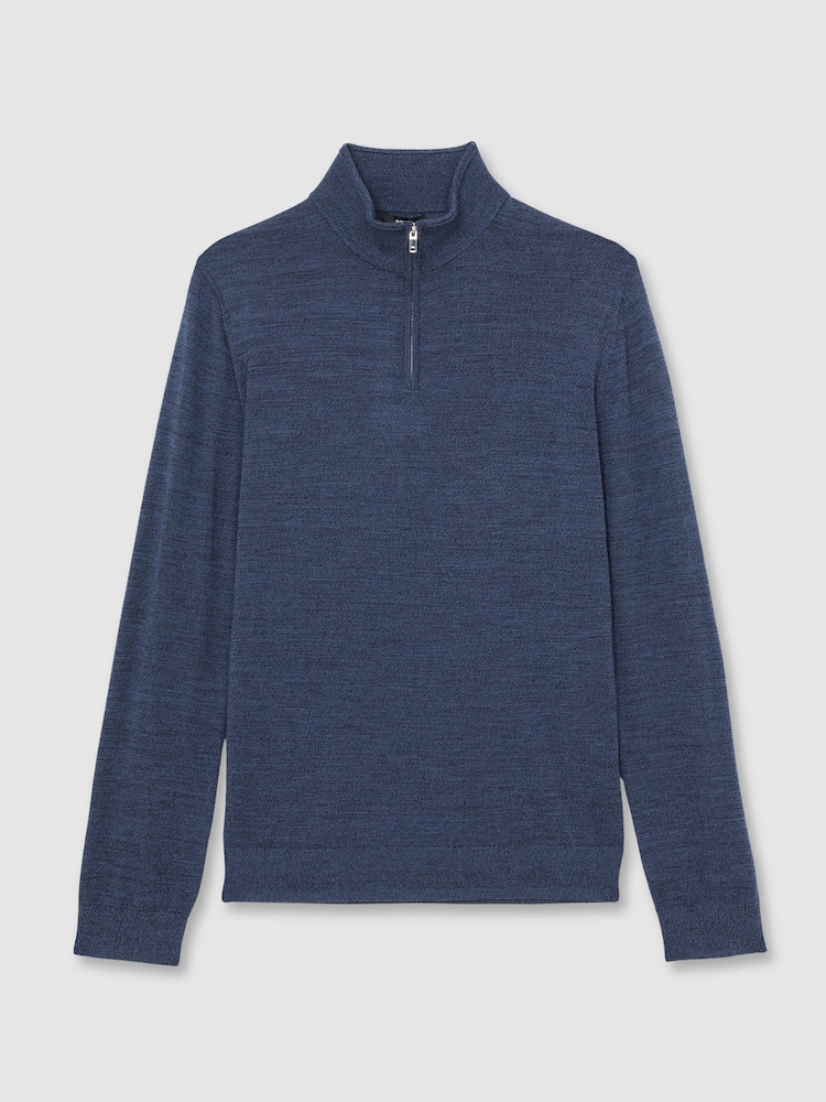 Reiss Denim Jaspe Blackhall Merino Wool Half-Zip Jumper - Image 2 of 6