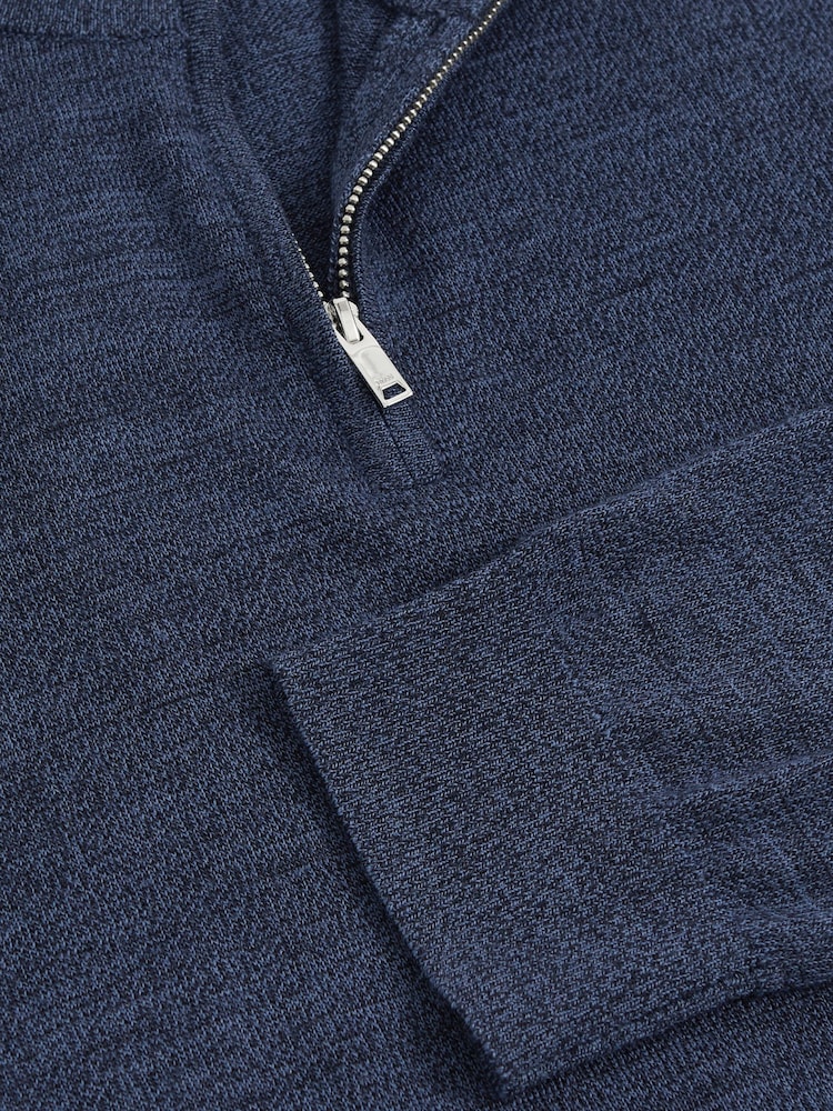 Reiss Denim Jaspe Blackhall Merino Wool Half-Zip Jumper - Image 6 of 6