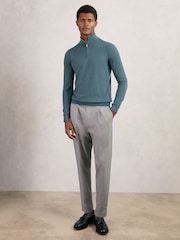 Reiss Orion Blue Blackhall Merino Wool Half Zip Jumper - Image 3 of 6