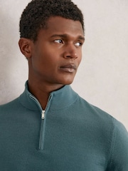 Reiss Orion Blue Blackhall Merino Wool Half Zip Jumper - Image 4 of 6