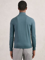 Reiss Orion Blue Blackhall Merino Wool Half Zip Jumper - Image 5 of 6