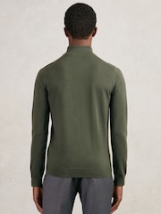 Reiss Kale Green Blackhall Merino Wool Half-Zip Jumper - Image 4 of 5