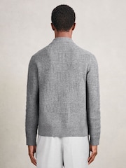 Reiss Mid Grey Lisbon Wool Button Through Pointelle Shirt - Image 4 of 5
