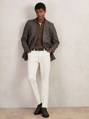Reiss Chocolate Brown Blackhall Merino Wool Half-Zip Jumper - Image 3 of 6
