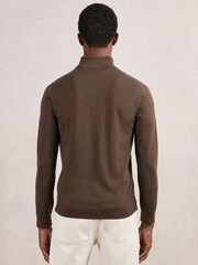 Reiss Chocolate Brown Blackhall Merino Wool Half-Zip Jumper - Image 5 of 6