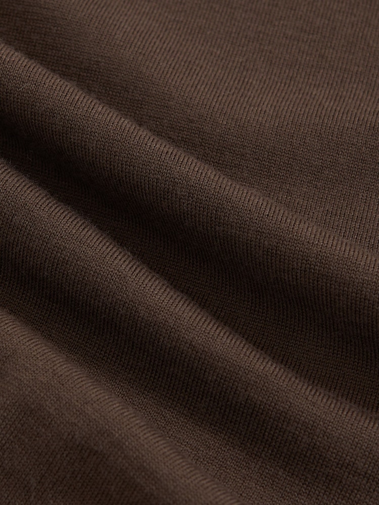 Reiss Chocolate Brown Blackhall Merino Wool Half-Zip Jumper - Image 6 of 6