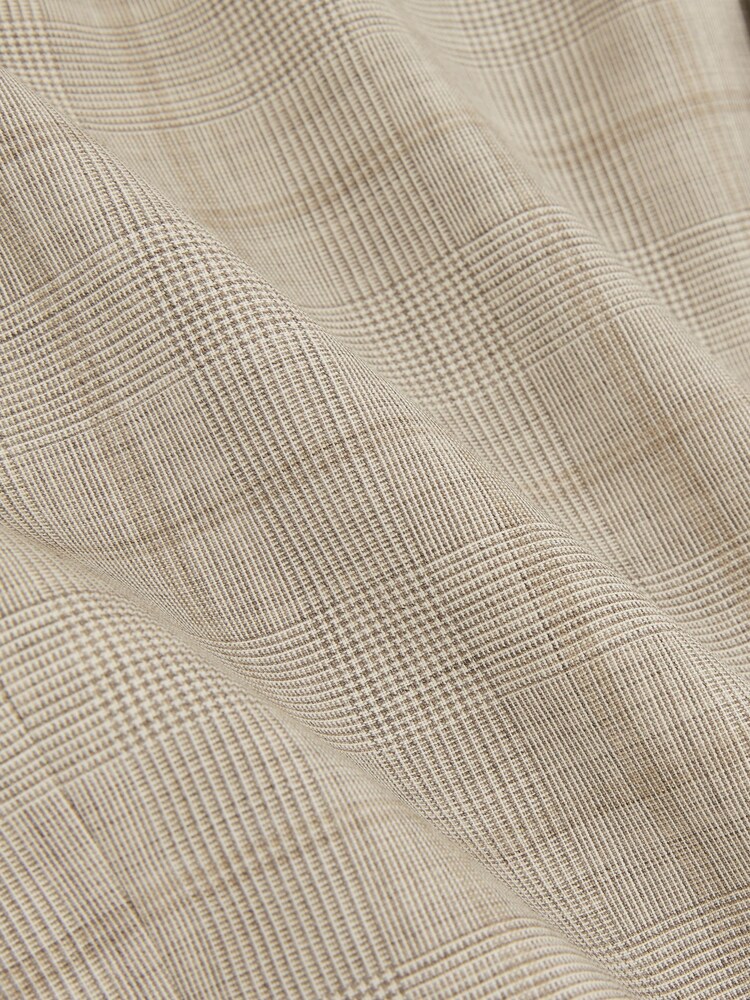 Reiss Oatmeal Brown Alfie Slim-Fit Single-Breasted Wool Check Suit Blazer - Image 8 of 8