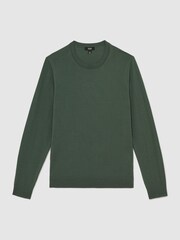 Verde Kale - Suéter con cuello redondo de lana de merino Wessex de Reiss - Imagen 2 de 7