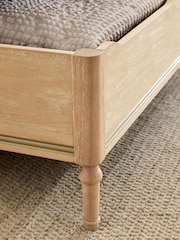 Chenille Stripe Slate Blue Lily Wooden Storage Ottoman Bench - Image 3 of 8