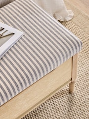 Chenille Stripe Slate Blue Lily Wooden Storage Ottoman Bench - Image 4 of 8