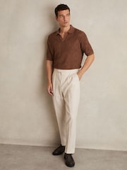 Reiss Tobacco Banks Jacquard Loop-Stitch Polo Shirt - Image 3 of 5