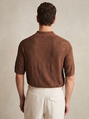 Reiss Tobacco Banks Jacquard Loop-Stitch Polo Shirt - Image 4 of 5