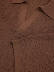Reiss Tobacco Banks Jacquard Loop-Stitch Polo Shirt - Image 5 of 5