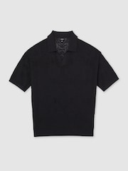 Reiss Navy Banks Jacquard Loop-Stitch Polo Shirt - Image 2 of 6