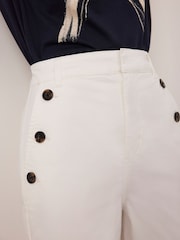 Mint Velvet White Button Detail Cropped Trousers - Image 5 of 8