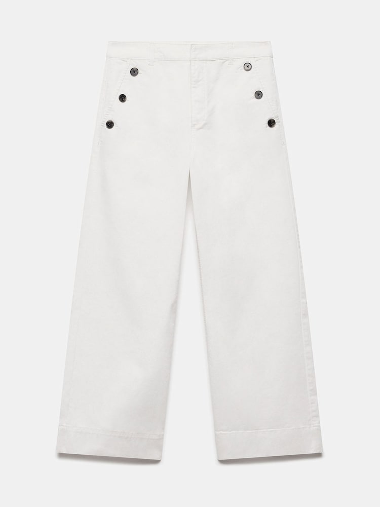 Mint Velvet White Button Detail Cropped Trousers - Image 6 of 8