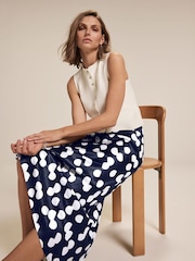 Mint Velvet Blue Spot Print Satin Skirt - Image 1 of 8