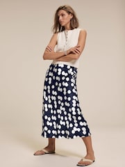 Mint Velvet Blue Spot Print Satin Skirt - Image 3 of 8