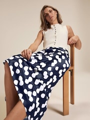 Mint Velvet Blue Spot Print Satin Skirt - Image 4 of 8