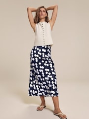 Mint Velvet Blue Spot Print Satin Skirt - Image 5 of 8