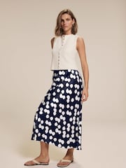 Mint Velvet Blue Spot Print Satin Skirt - Image 6 of 8