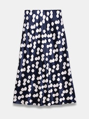 Mint Velvet Blue Spot Print Satin Skirt - Image 7 of 8