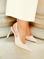 Linzi Nude Lizzie Courts With Gold Chrome Stiletto Heels - Image 1 of 5