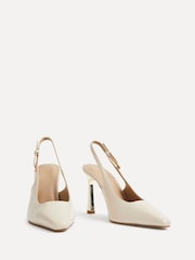 Linzi Nude Lizzie Courts With Gold Chrome Stiletto Heels - Image 2 of 5