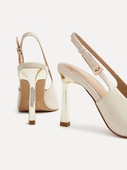 Linzi Nude Lizzie Courts With Gold Chrome Stiletto Heels - Image 5 of 5