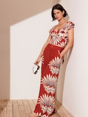 Mint Velvet Red Print Wrap Top - Image 1 of 5