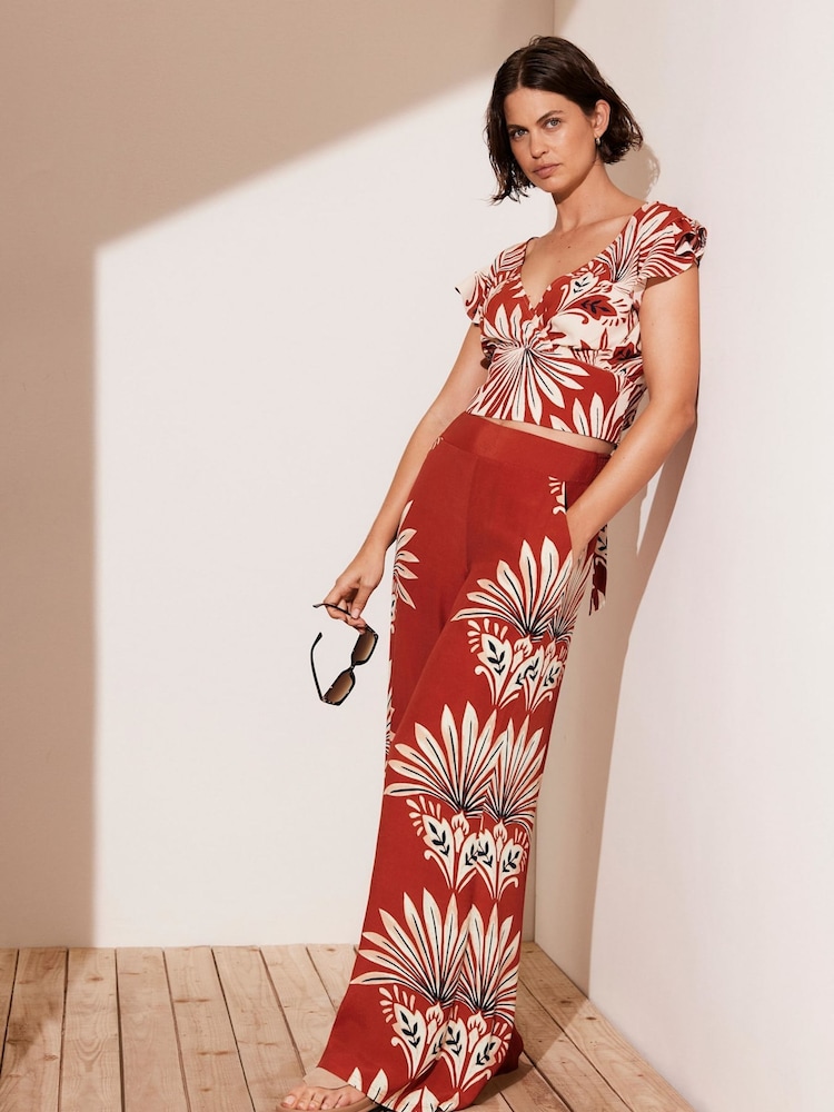 Mint Velvet Red Print Wrap Top - Image 1 of 5 Mint Velvet Red Print Wrap Top - Image 1 of 5
