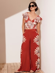 Mint Velvet Red Print Wrap Top - Image 3 of 5