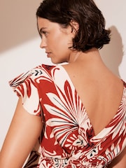 Mint Velvet Red Print Wrap Top - Image 4 of 5