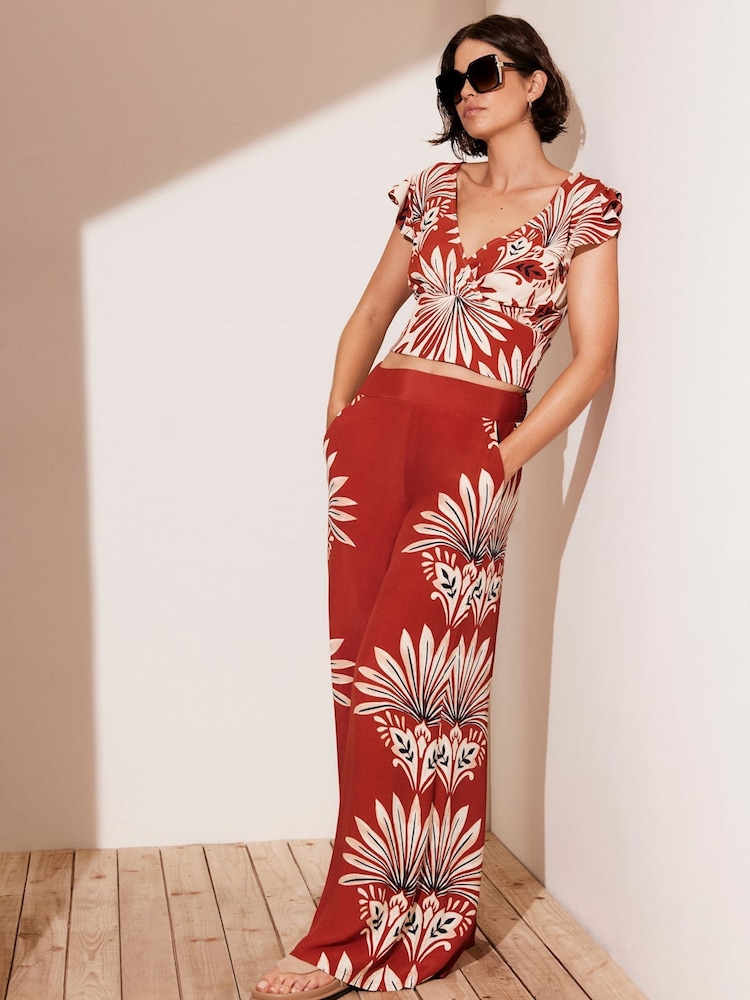 Mint Velvet Red Print Wrap Top - Image 5 of 5