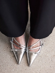 Mint Velvet Silver Kit Slingback Kitten Heels - Image 1 of 5