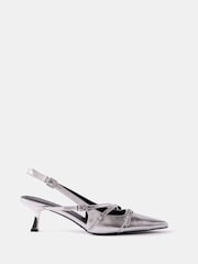 Mint Velvet Silver Kit Slingback Kitten Heels - Image 2 of 5