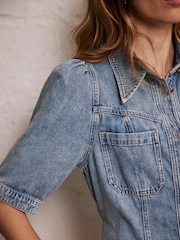 Mint Velvet Blue Denim Midi Shirt 100% Cotton Dress - Image 10 of 15