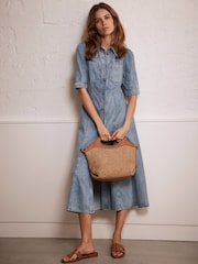 Mint Velvet Blue Denim Midi Shirt 100% Cotton Dress - Image 12 of 15
