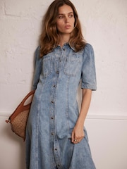 Mint Velvet Blue Denim Midi Shirt 100% Cotton Dress - Image 6 of 15