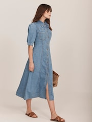 Mint Velvet Blue Denim Midi Shirt 100% Cotton Dress - Image 7 of 15